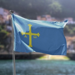 Bandera de asturias azul con una cruz amarilla