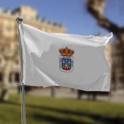 bandera de lugo blanca con el escudo de lugo en el centro