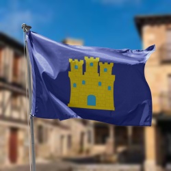 bandera comuneros de castilla azul con castillo amarillo en el centro