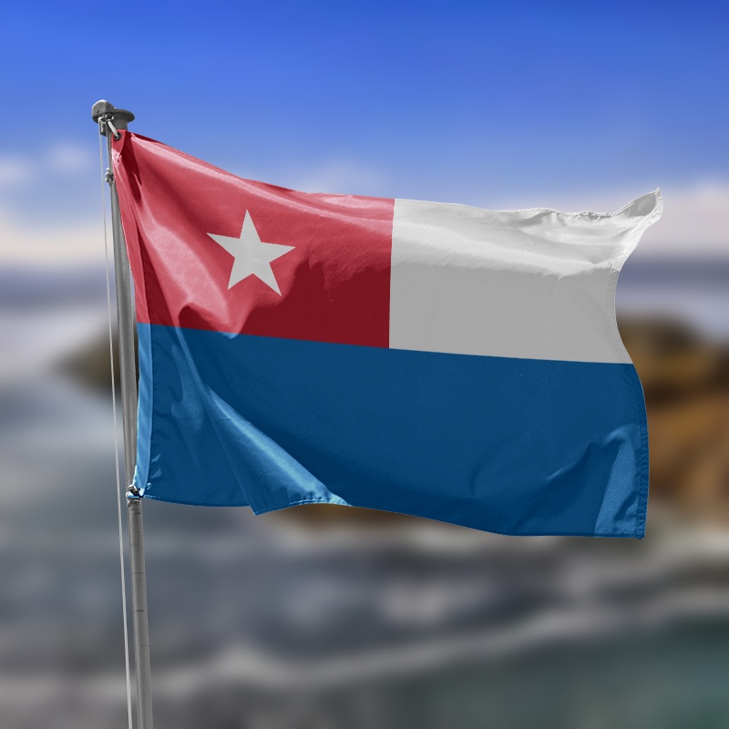 bandera cuba yara blanca roja y azul con una estrella blanca en el lateral superior izquierdo