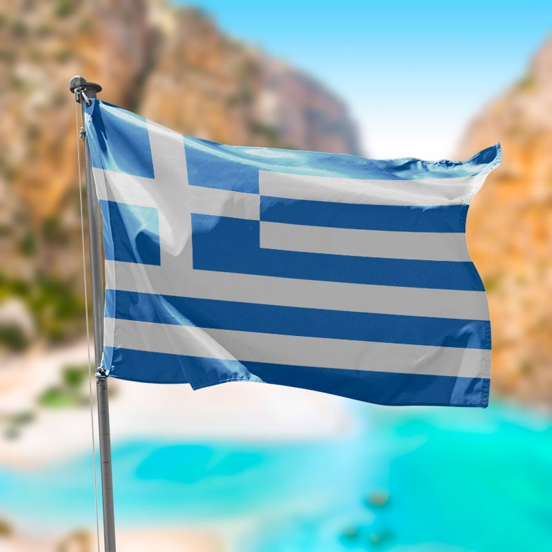 bandera grecia rayas azules cruz blanca