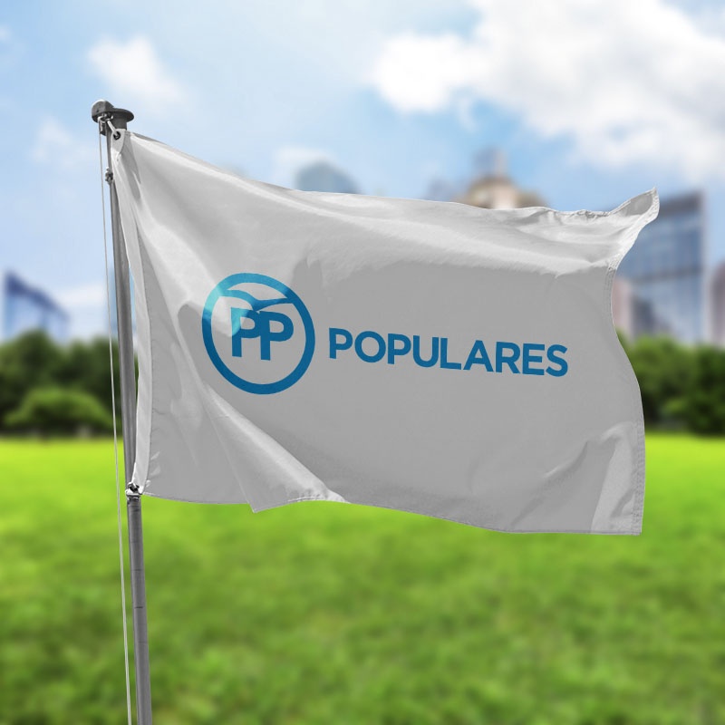 bandera Partido Popular, bandera Partido Popular blanca, bandera Populares blanca